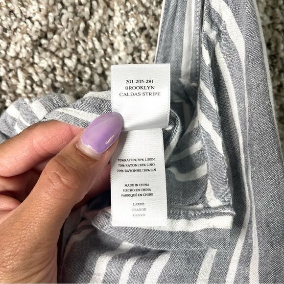 Rails Jumpsuit Women’s Large Brooklyn Gray Caldas Striped Linen Blend Sleeveless - Picture 6 of 12